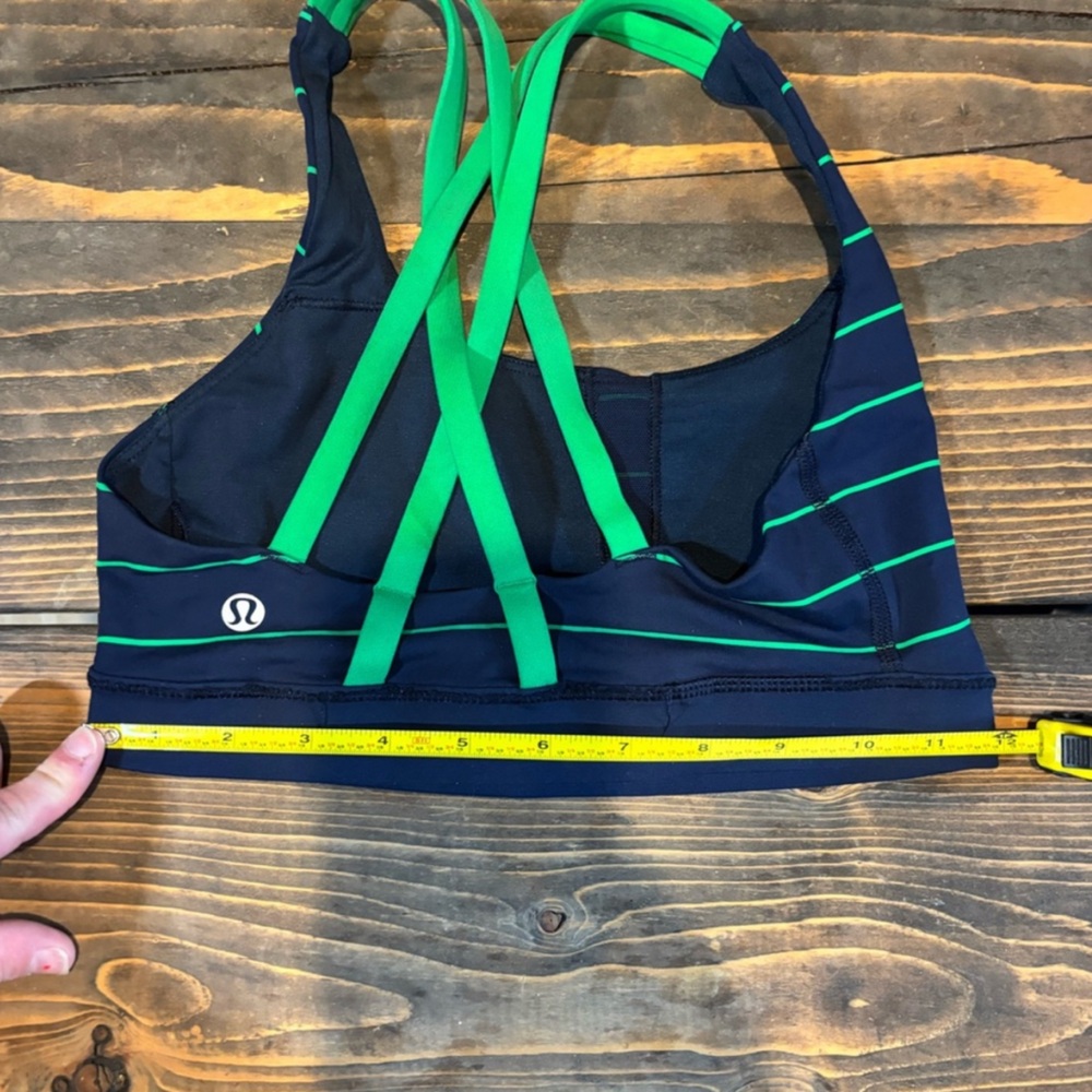 Lululemon Striped Navy and Green Sports Bra - Picture 4 of 6